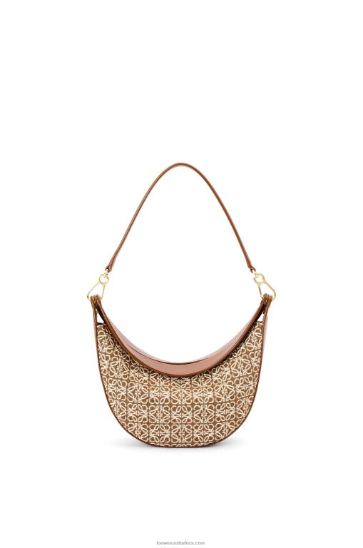Loewe Women Small Luna bag in Anagram jacquard and classic calfskin 206XF492 Tan/Pecan