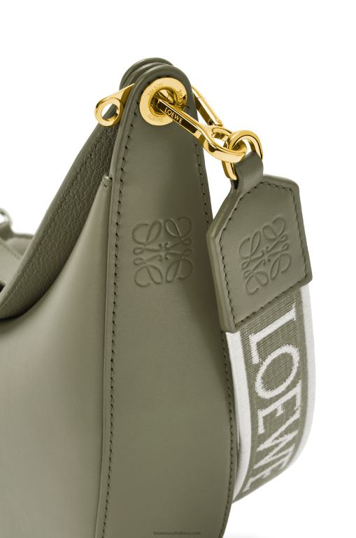 Loewe Women Small Luna bag in satin calfskin and jacquard 206XF474 Avocado Green