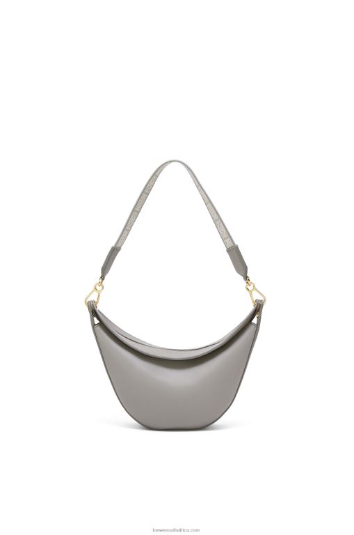 Loewe Women Small Luna bag in satin calfskin and jacquard 206XF476 Pearl Grey