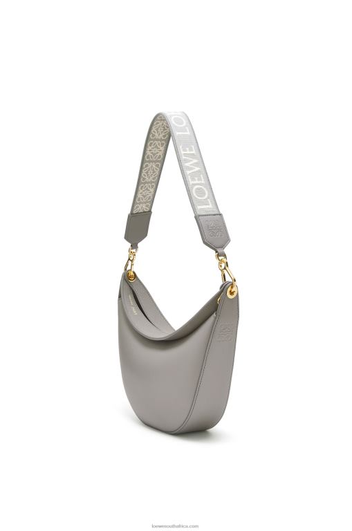 Loewe Women Small Luna bag in satin calfskin and jacquard 206XF476 Pearl Grey