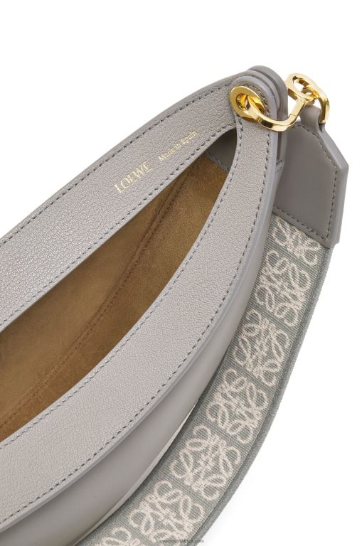 Loewe Women Small Luna bag in satin calfskin and jacquard 206XF476 Pearl Grey
