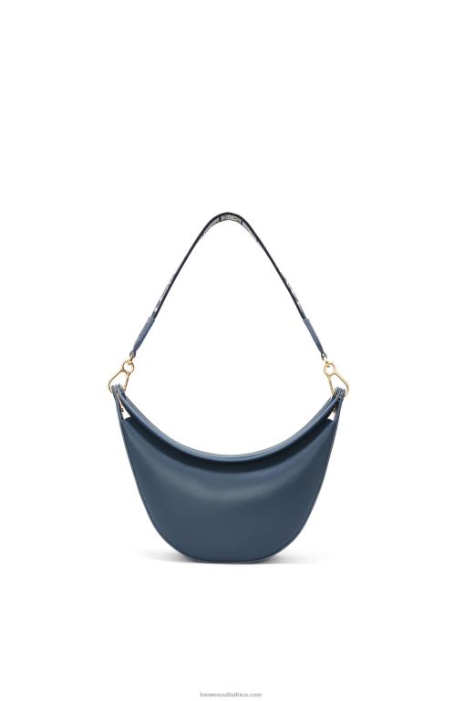 Loewe Women Small Luna bag in satin calfskin and jacquard 206XF482 Onyx Blue