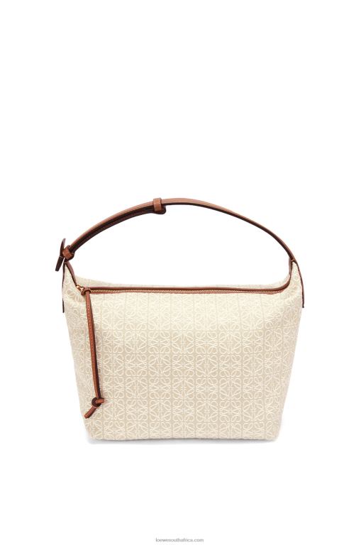Loewe Women Cubi bag in Anagram jacquard and calfskin 206XF464 Ecru/Tan