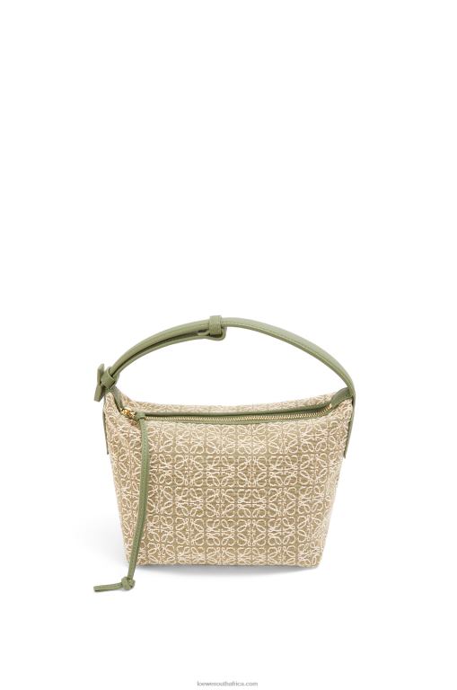 Loewe Women Small Cubi bag in Anagram jacquard and calfskin 206XF485 Green/Avocado Green