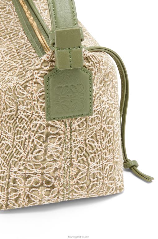 Loewe Women Small Cubi bag in Anagram jacquard and calfskin 206XF485 Green/Avocado Green