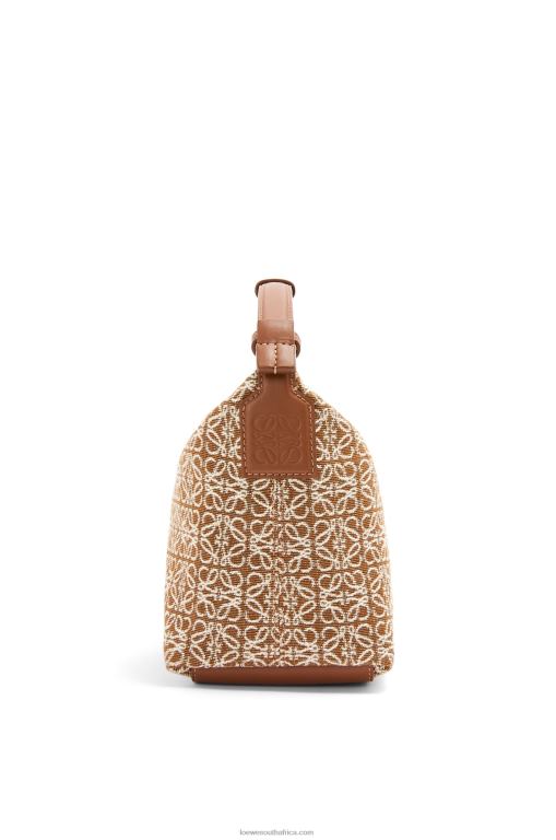 Loewe Women Small Cubi bag in Anagram jacquard and calfskin 206XF504 Tan/Pecan