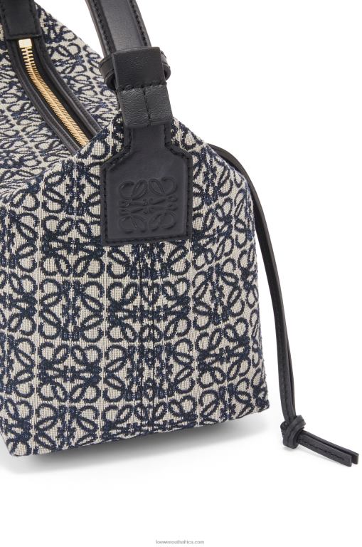 Loewe Women Small Cubi bag in Anagram jacquard and calfskin 206XF518 Navy/Black