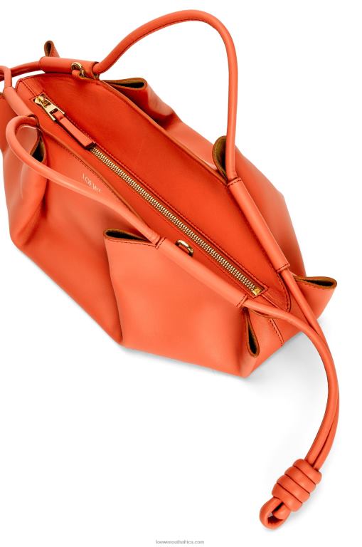 Loewe Women Small Paseo bag in shiny nappa calfskin 206XF349 Sunrise Orange