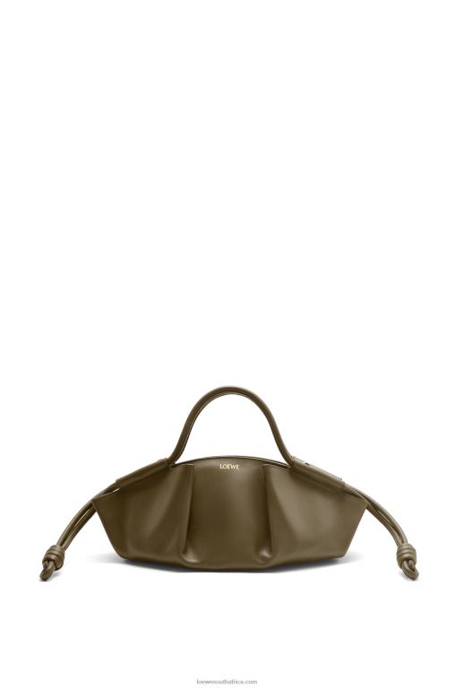 Loewe Women Small Paseo bag in shiny nappa calfskin 206XF353 Dark Khaki Green