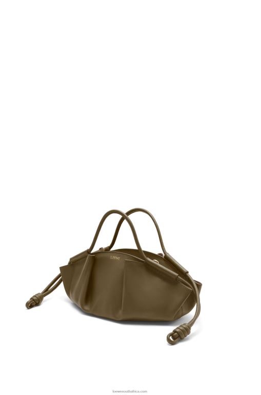 Loewe Women Small Paseo bag in shiny nappa calfskin 206XF353 Dark Khaki Green