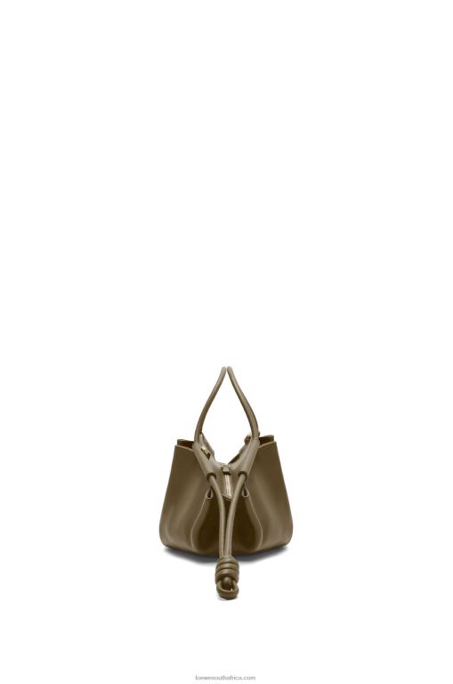 Loewe Women Small Paseo bag in shiny nappa calfskin 206XF353 Dark Khaki Green