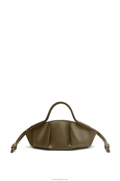 Loewe Women Small Paseo bag in shiny nappa calfskin 206XF353 Dark Khaki Green