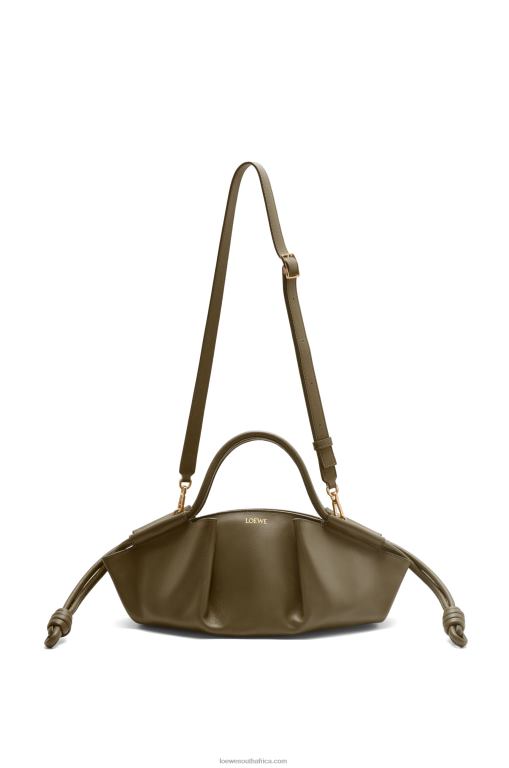 Loewe Women Small Paseo bag in shiny nappa calfskin 206XF353 Dark Khaki Green