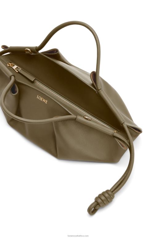 Loewe Women Small Paseo bag in shiny nappa calfskin 206XF353 Dark Khaki Green