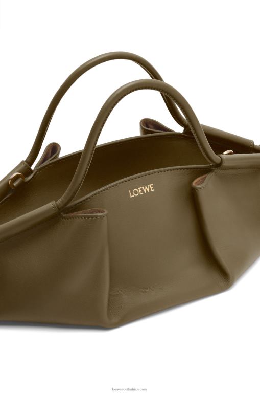 Loewe Women Small Paseo bag in shiny nappa calfskin 206XF353 Dark Khaki Green