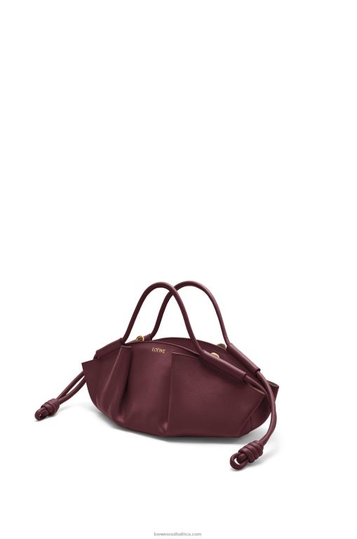 Loewe Women Small Paseo bag in shiny nappa calfskin 206XF414 Burgundy