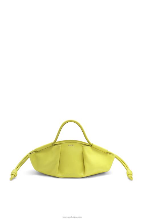 Loewe Women Small Paseo bag in shiny nappa calfskin 206XF419 Lime Yellow