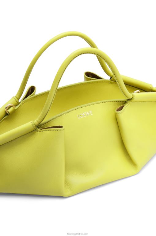 Loewe Women Small Paseo bag in shiny nappa calfskin 206XF419 Lime Yellow