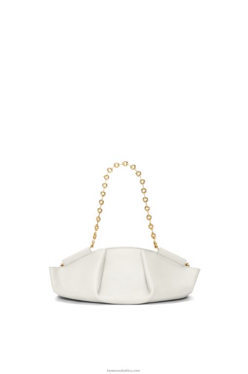 Loewe Women Small Paseo bag in shiny nappa calfskin with chain 206XF404 Soft White