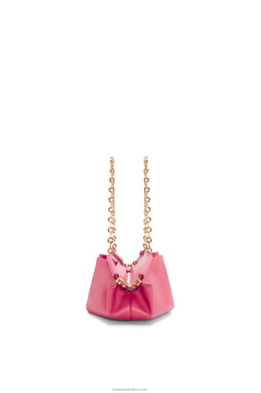 Loewe Women Small Paseo bag in shiny nappa calfskin with chain 206XF420 Magenta