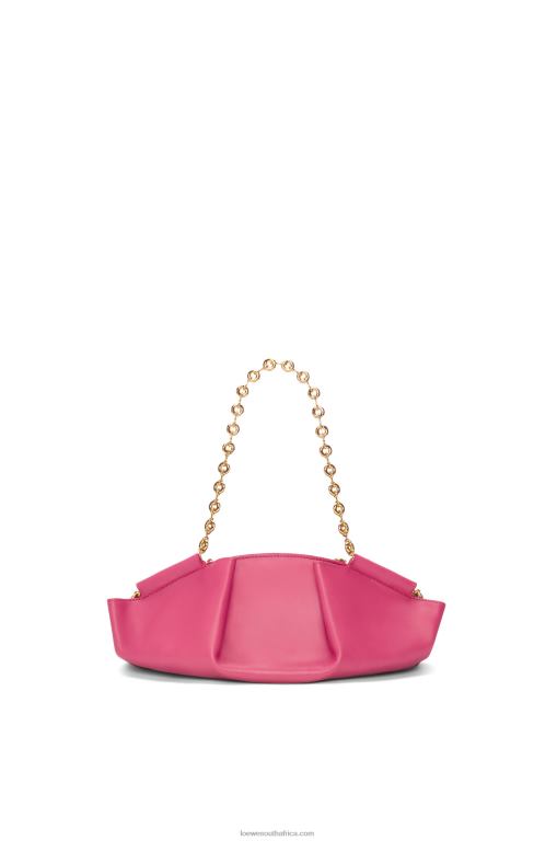 Loewe Women Small Paseo bag in shiny nappa calfskin with chain 206XF420 Magenta