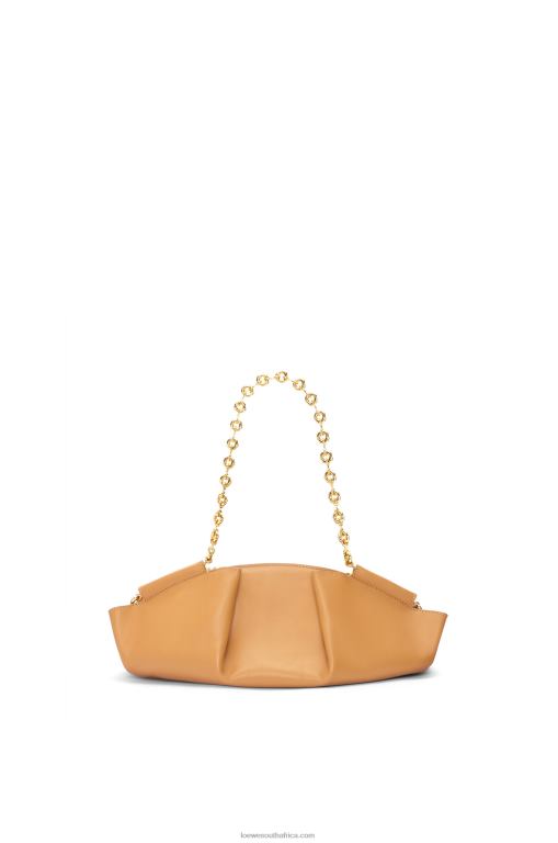 Loewe Women Small Paseo bag in shiny nappa calfskin with chain 206XF421 Warm Desert