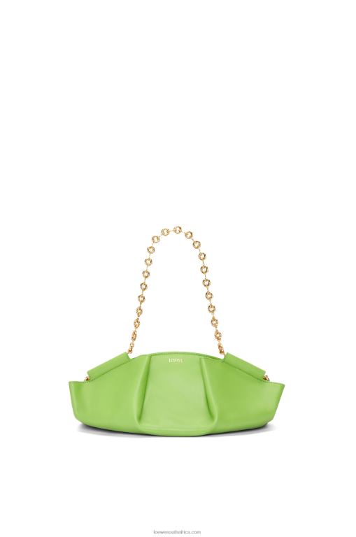 Loewe Women Small Paseo bag in shiny nappa calfskin with chain 206XF422 Apple Green