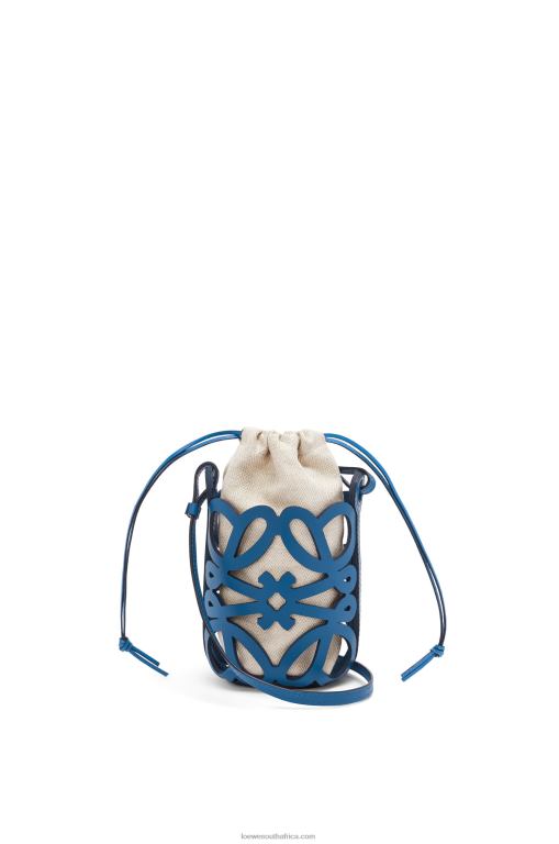 Loewe Women Anagram cut-out pocket in classic calfskin and canvas 206XF225 Varsity Blue