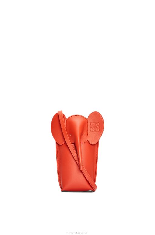 Loewe Women Elephant Pocket in classic calfskin 206XF579 Sunrise Orange