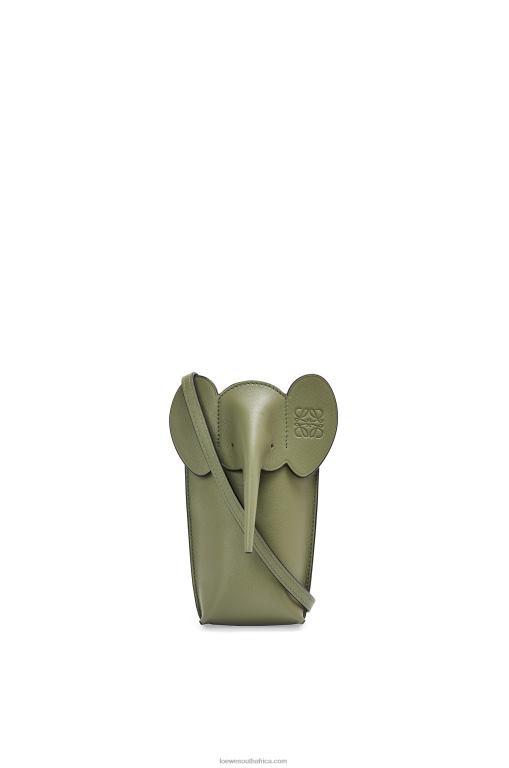 Loewe Women Elephant Pocket in classic calfskin 206XF597 Avocado Green
