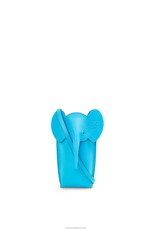Loewe Women Elephant Pocket in classic calfskin 206XF603 Cyan
