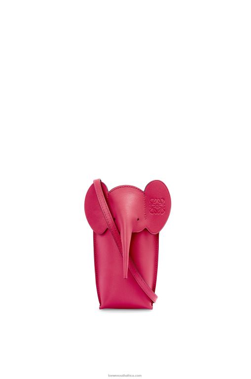 Loewe Women Elephant Pocket in classic calfskin 206XF604 Ruby Red Glaze
