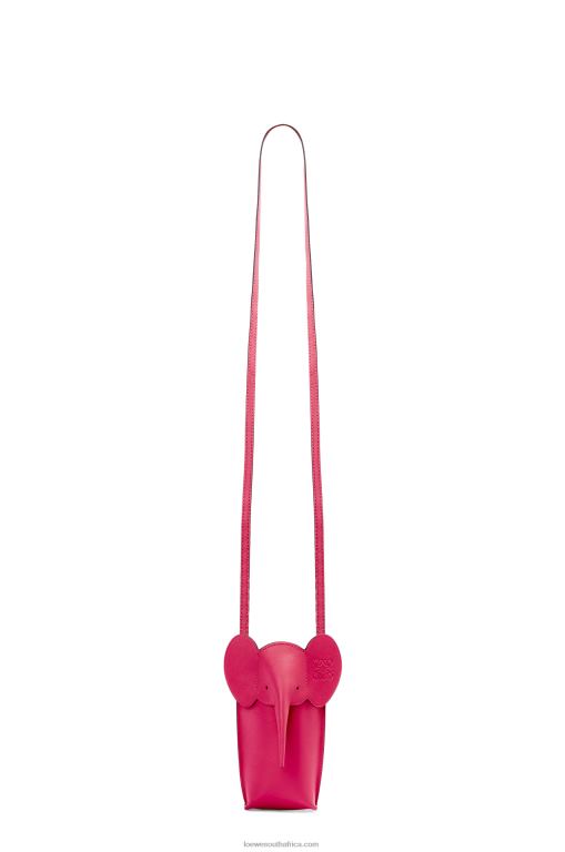 Loewe Women Elephant Pocket in classic calfskin 206XF604 Ruby Red Glaze