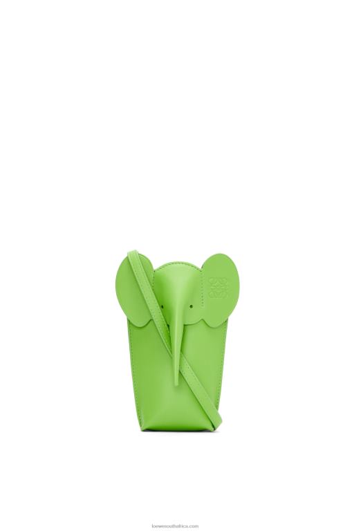 Loewe Women Elephant Pocket in classic calfskin 206XF625 Pea Green Glaze