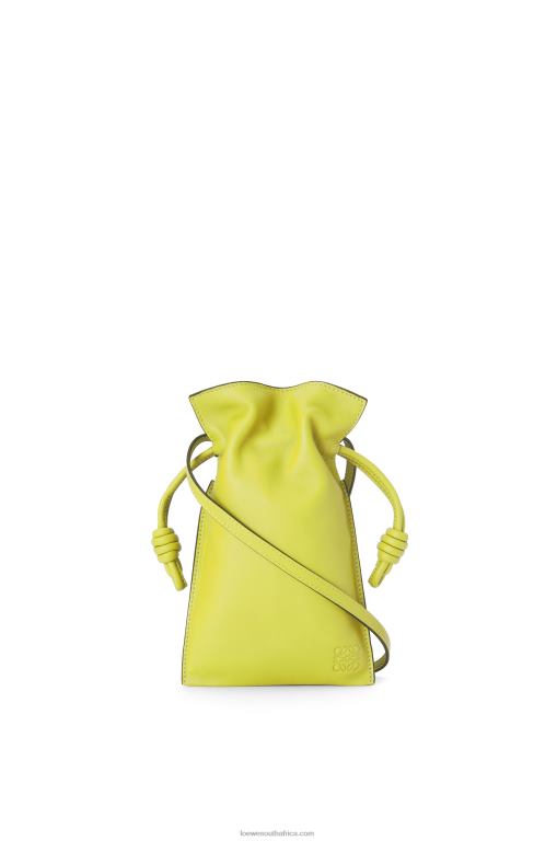 Loewe Women Flamenco Pocket in nappa calfskin 206XF294 Lime Yellow