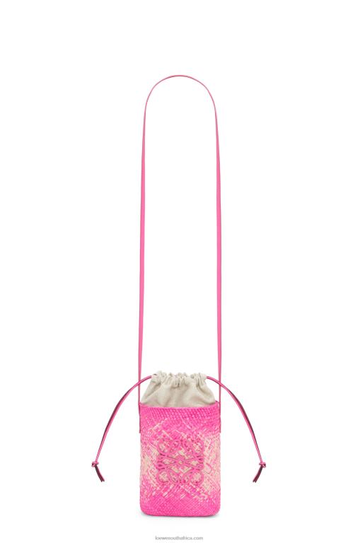 Loewe Women Square pocket in iraca palm and calfskin 206XF223 Fuchsia