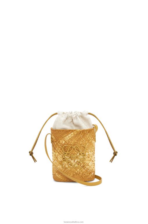 Loewe Women Square pocket in iraca palm and calfskin 206XF316 Ochre