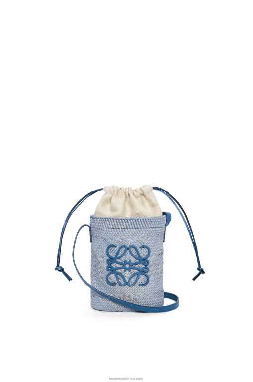 Loewe Women Square pocket in iraca palm and calfskin 206XF318 Denim Blue