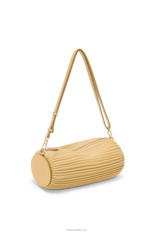 Loewe Women Bracelet Pouch in pleated nappa 206XF375 Dark Butter