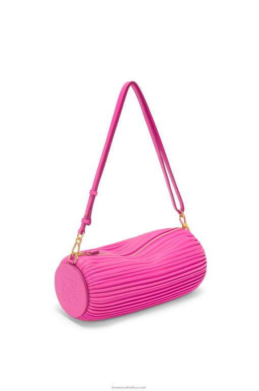 Loewe Women Bracelet Pouch in pleated nappa 206XF400 Fuchsia