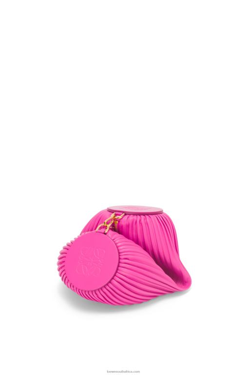 Loewe Women Bracelet Pouch in pleated nappa 206XF400 Fuchsia