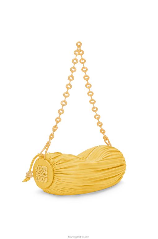 Loewe Women Bracelet Pouch in pleated nappa 206XF602 Pale Yellow Glaze