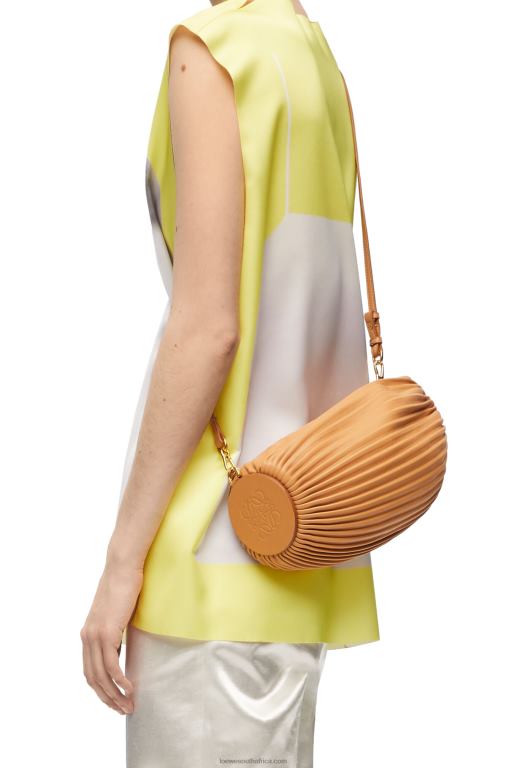 Loewe Women Bracelet Pouch in pleated nappa 206XF627 Warm Desert