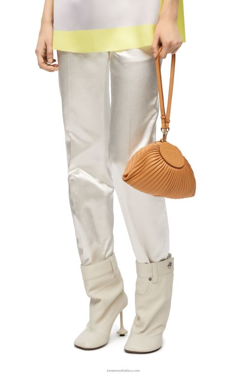 Loewe Women Bracelet Pouch in pleated nappa 206XF627 Warm Desert