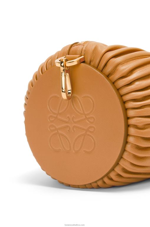 Loewe Women Bracelet Pouch in pleated nappa 206XF627 Warm Desert