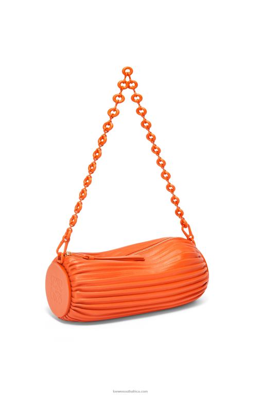 Loewe Women Bracelet pouch in pleated nappa 206XF600 Orange