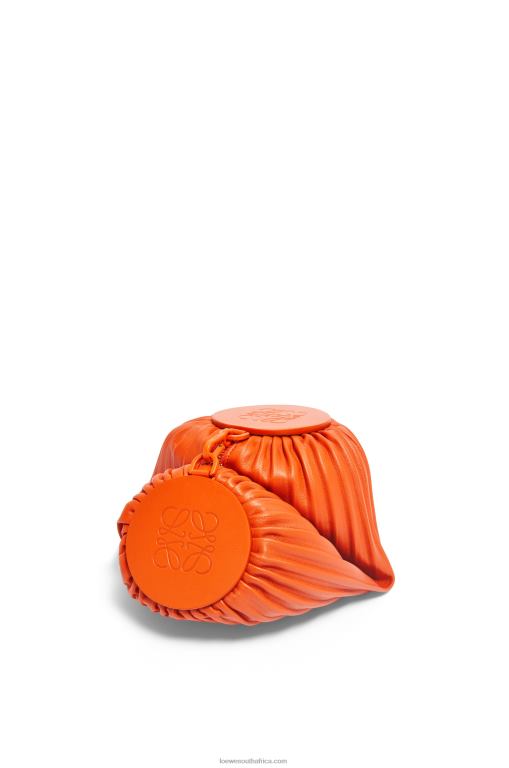 Loewe Women Bracelet pouch in pleated nappa 206XF600 Orange
