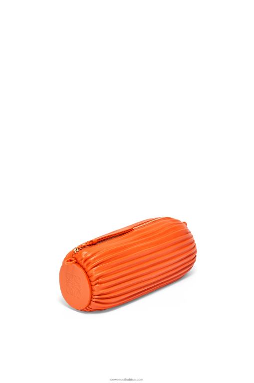 Loewe Women Bracelet pouch in pleated nappa 206XF600 Orange