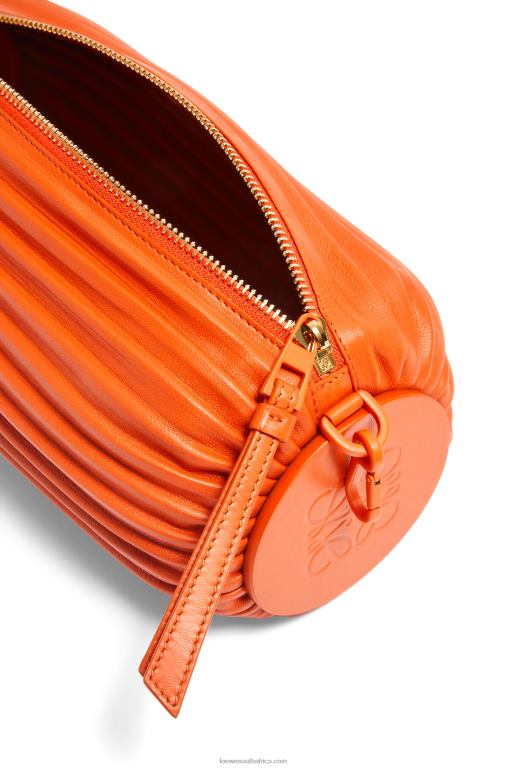 Loewe Women Bracelet pouch in pleated nappa 206XF600 Orange