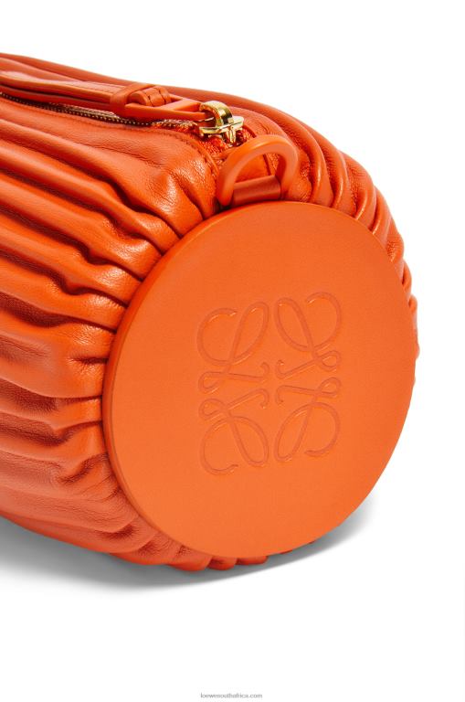 Loewe Women Bracelet pouch in pleated nappa 206XF600 Orange